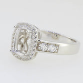 Sterling Silver Semi Mount Ring Setting Cushion CU 9x7mm Halo White To - Syzjewelry